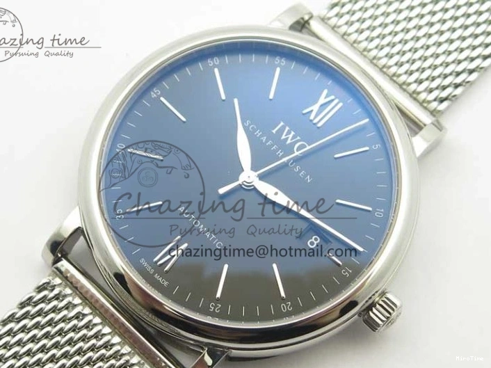 MIROTIME 0405 FastDry Portofino IW356501 SS V3 MK 1:1 Best Edition Black Dial On SS Mesh Bracelet MIYOTA 7195